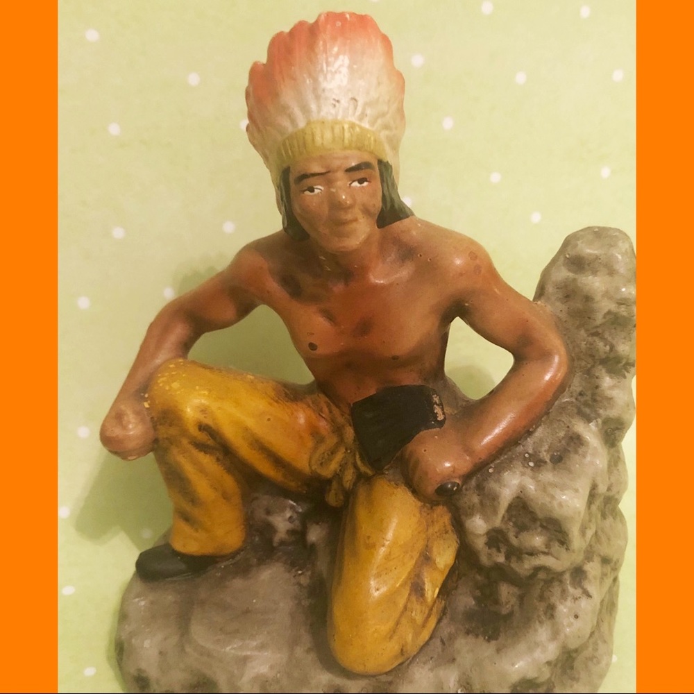 Vintage Native American Warrior Figurine